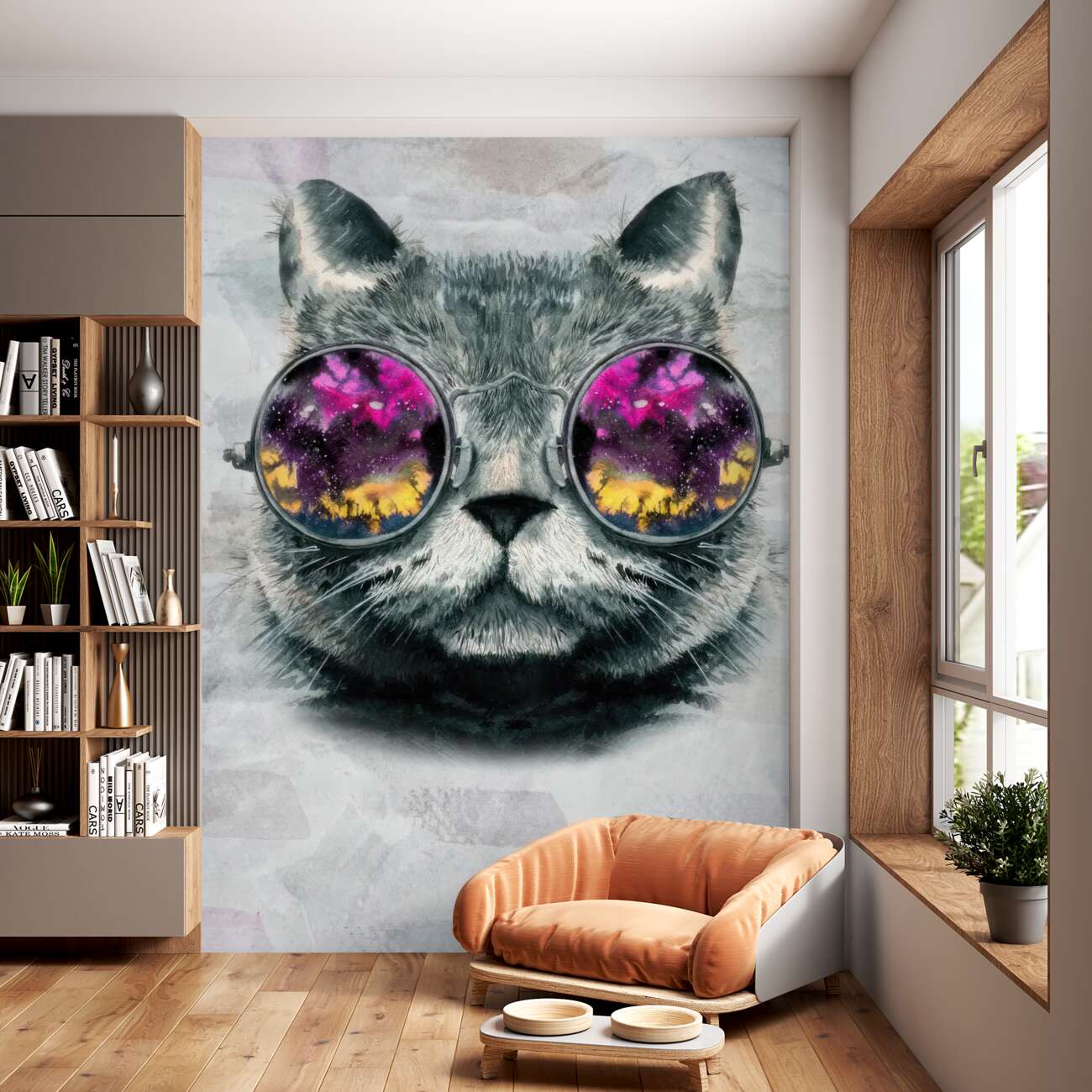 Fototapeta Stylowy kot w abstrakcji okularów