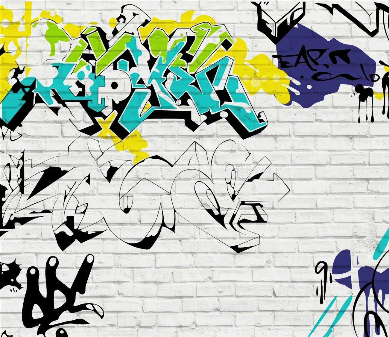 Fototapeta Szkice graffiti na ścianach cegły