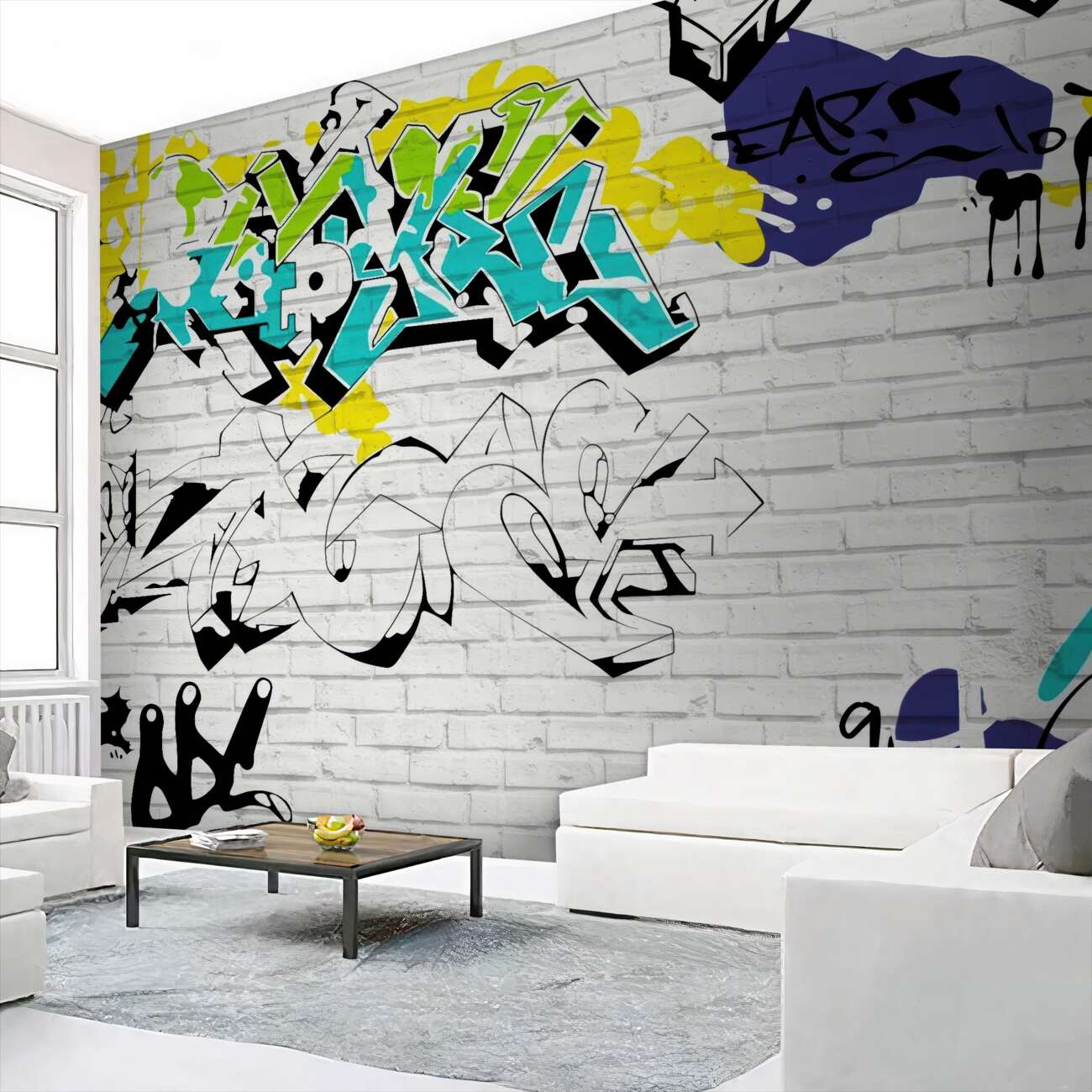 Fototapeta Szkice graffiti na ścianach cegły