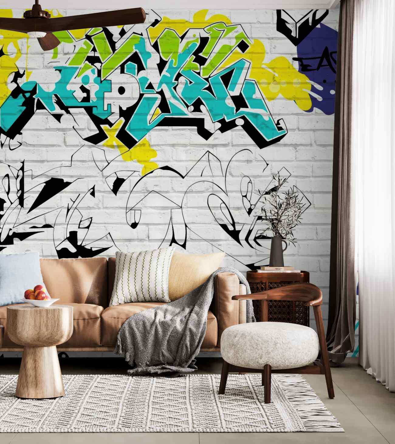 Fototapeta Szkice graffiti na ścianach cegły