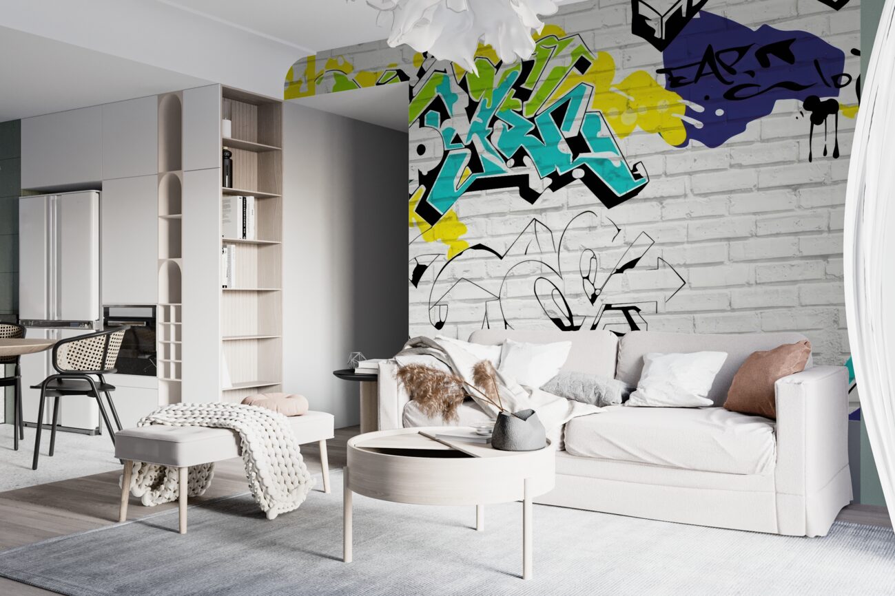 Fototapeta Szkice graffiti na ścianach cegły