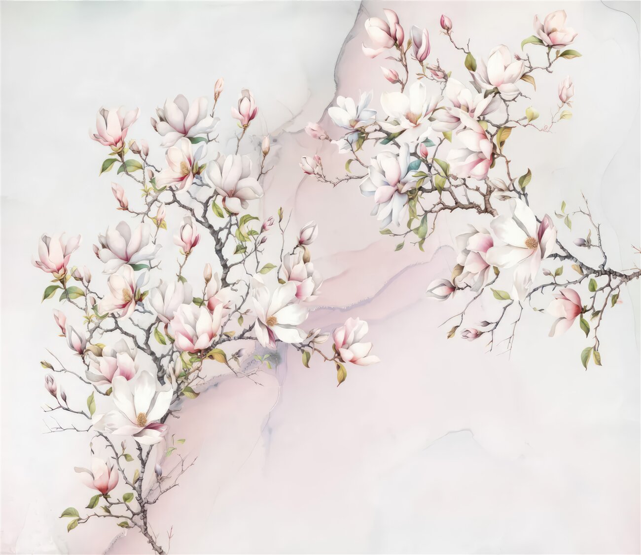 Fototapeta Gałęzie kwitnącej wiśni i magnolii