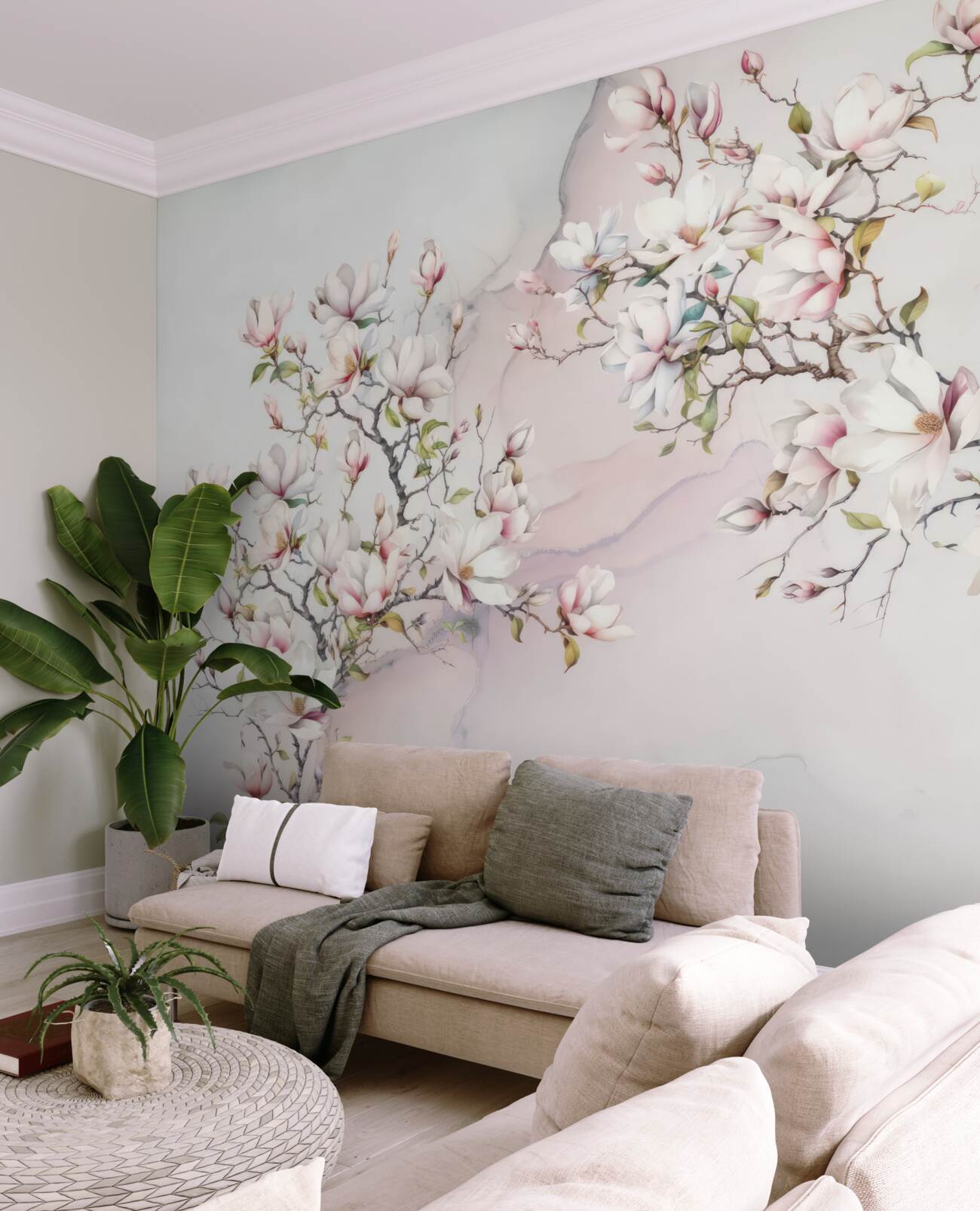 Fototapeta Gałęzie kwitnącej wiśni i magnolii