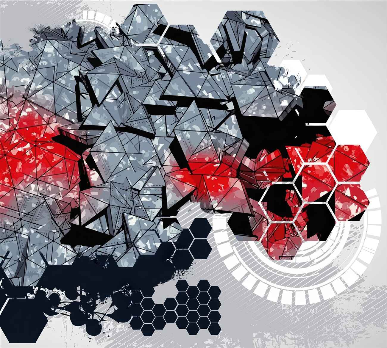 Fototapeta Geometryczne kształty w ciemnych i czerwonych kolorach
