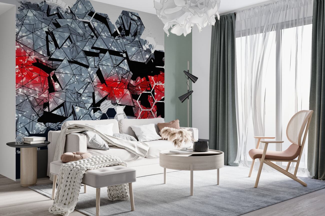 Fototapeta Geometryczne kształty w ciemnych i czerwonych kolorach
