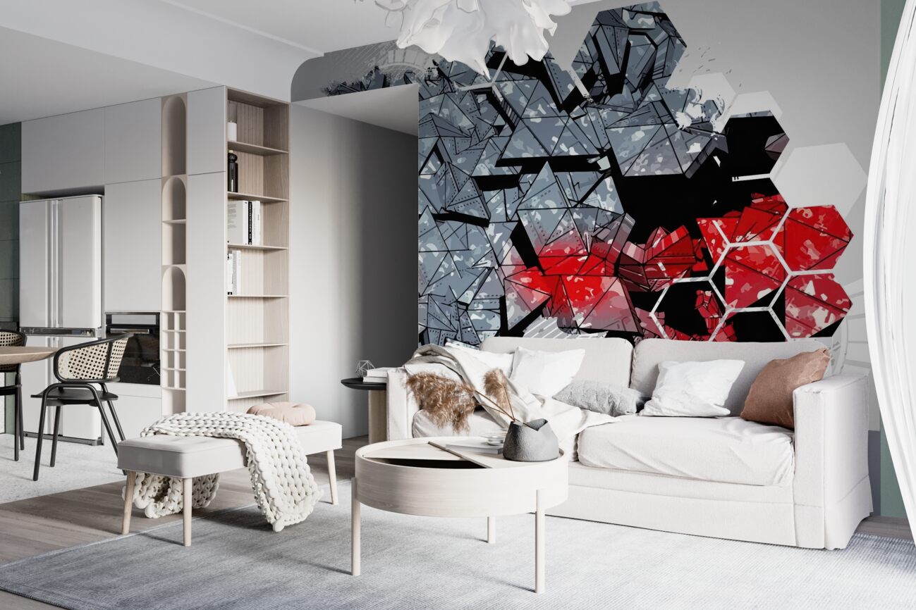 Fototapeta Geometryczne kształty w ciemnych i czerwonych kolorach