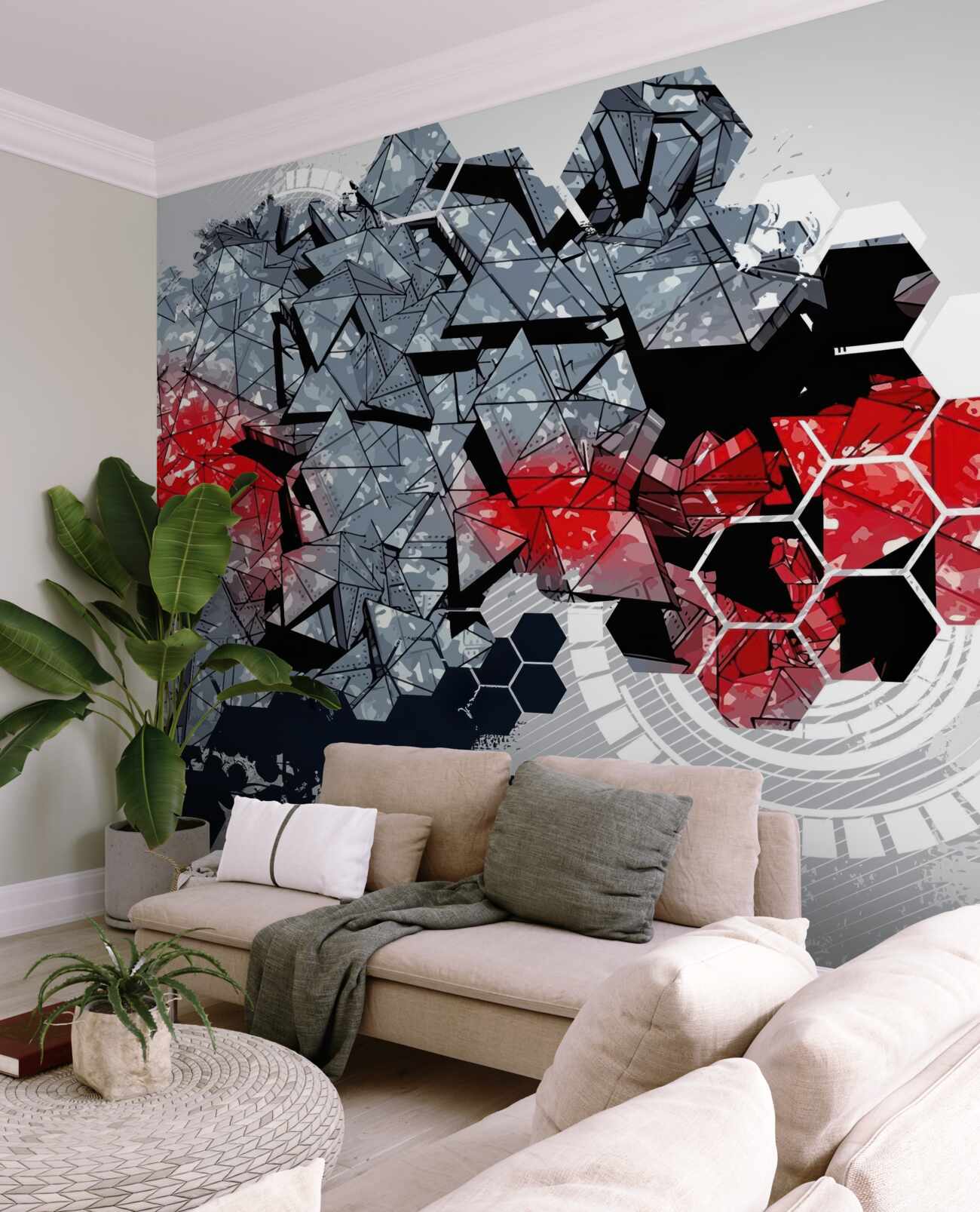 Fototapeta Geometryczne kształty w ciemnych i czerwonych kolorach
