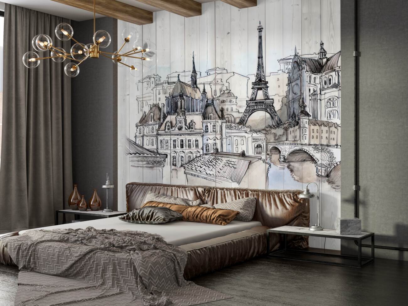 Fototapeta Francuska ilustracja architektury