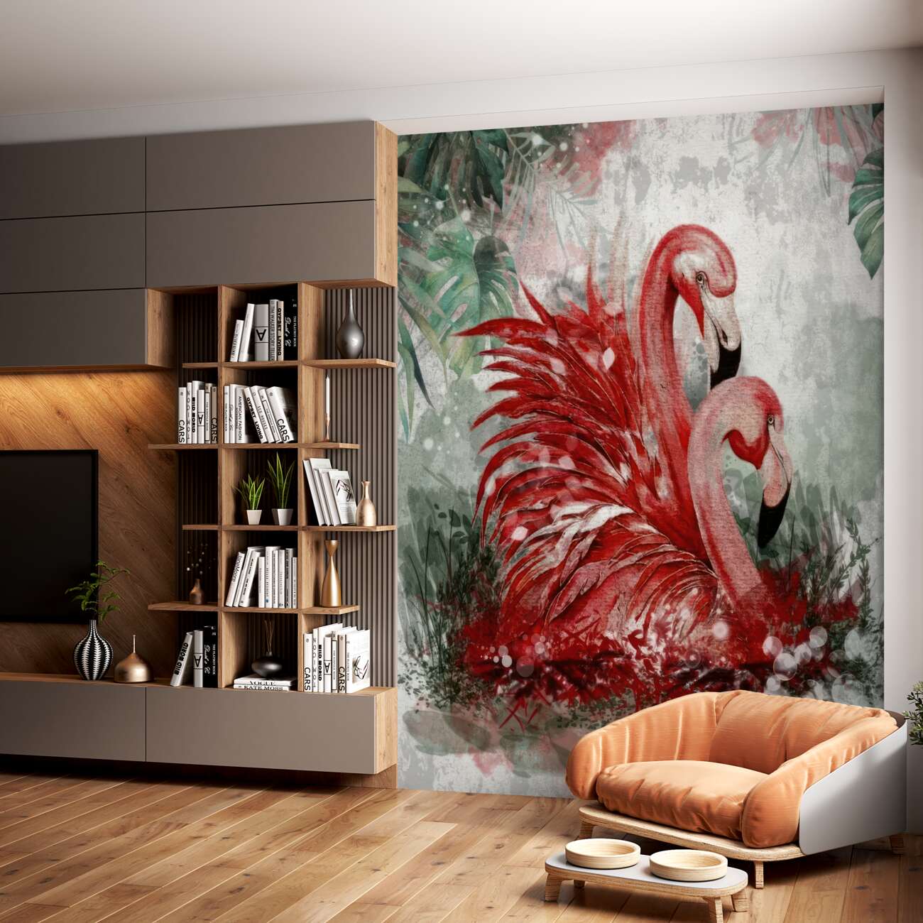 Fototapeta Para miłośników Flamingo na wodzie