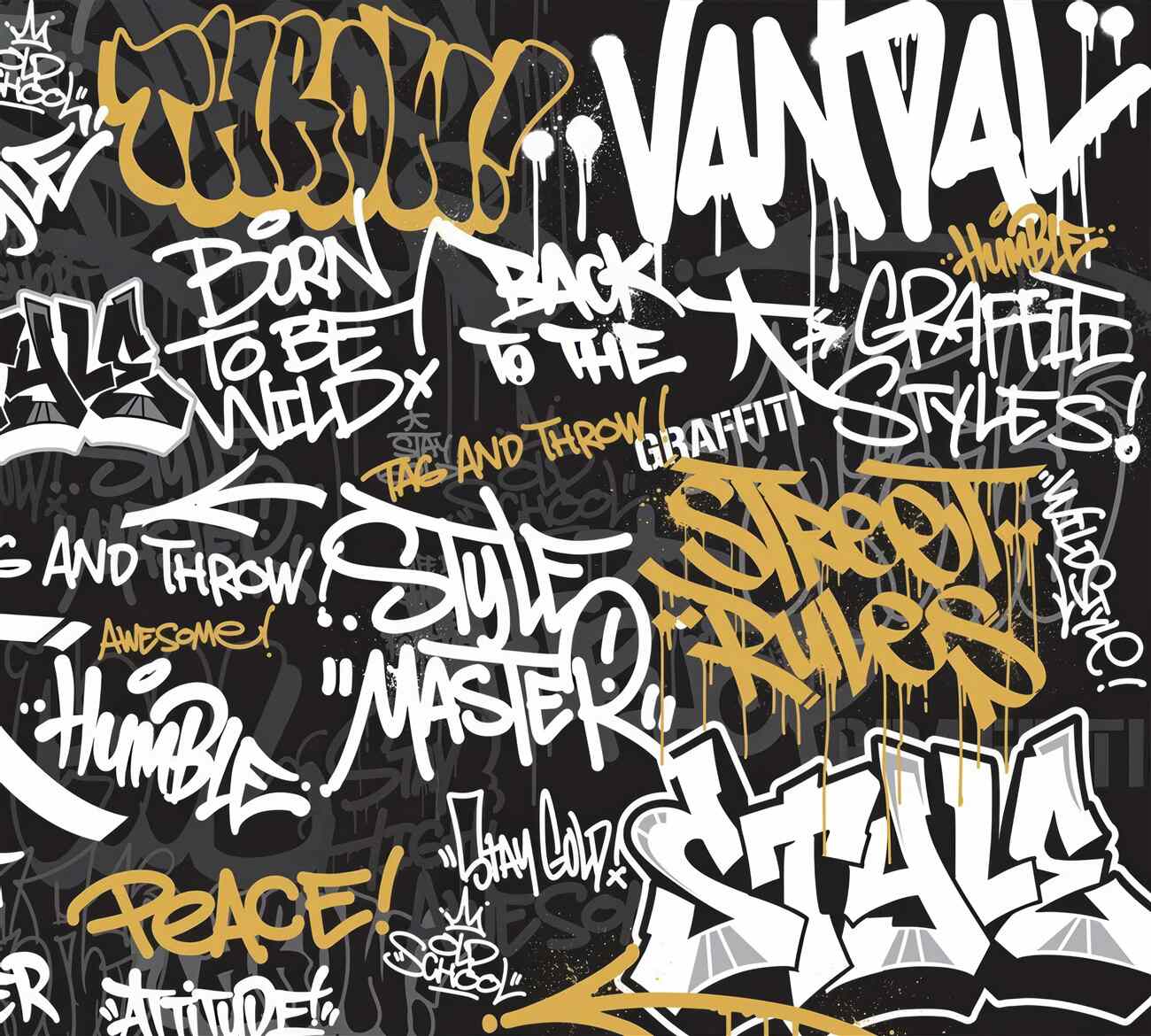 Fototapeta Różne graffiti na czarnym tle