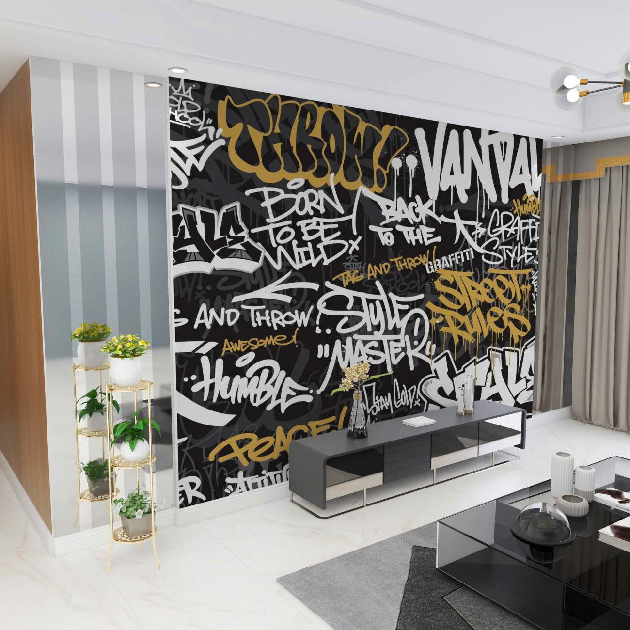 Fototapeta Różne graffiti na czarnym tle