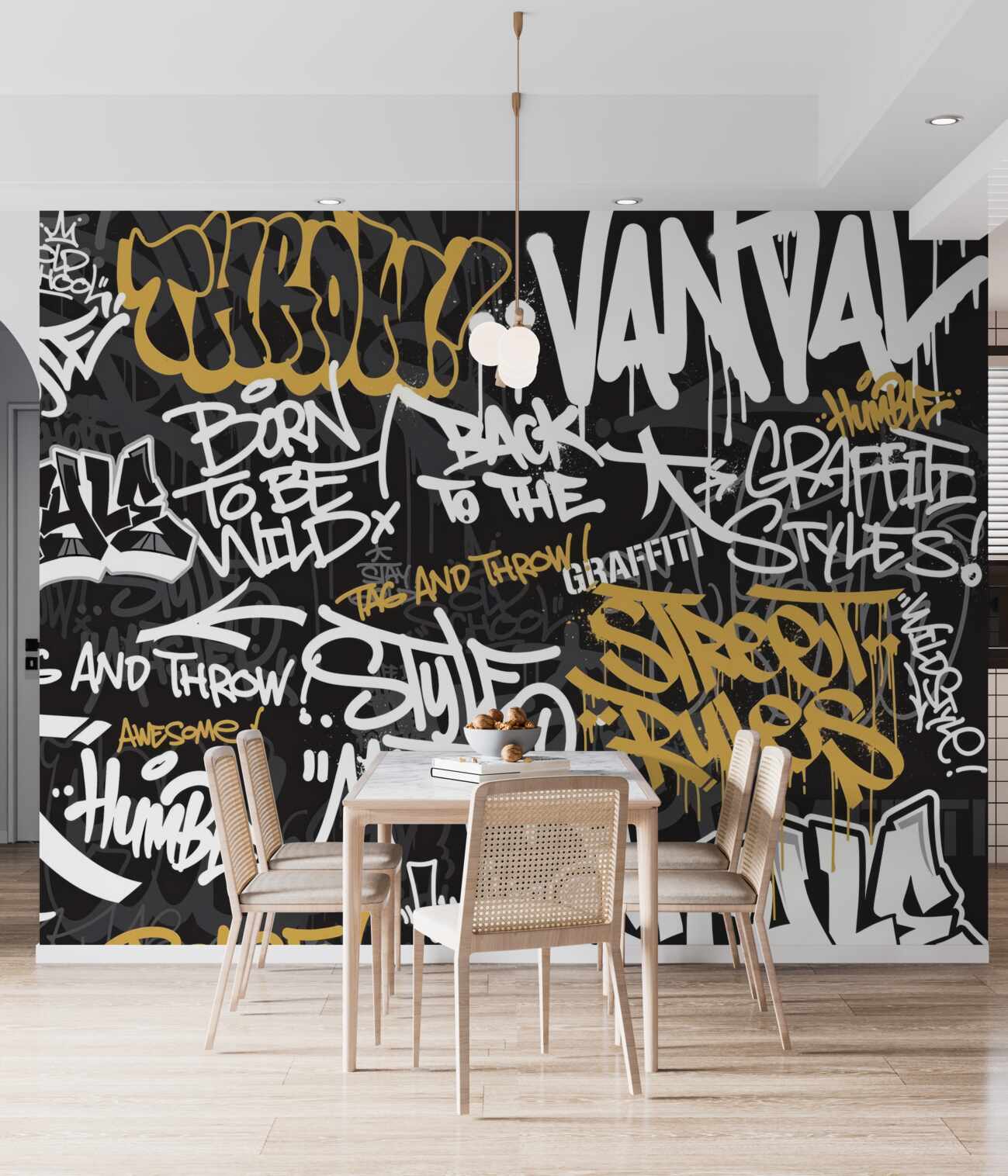 Fototapeta Różne graffiti na czarnym tle