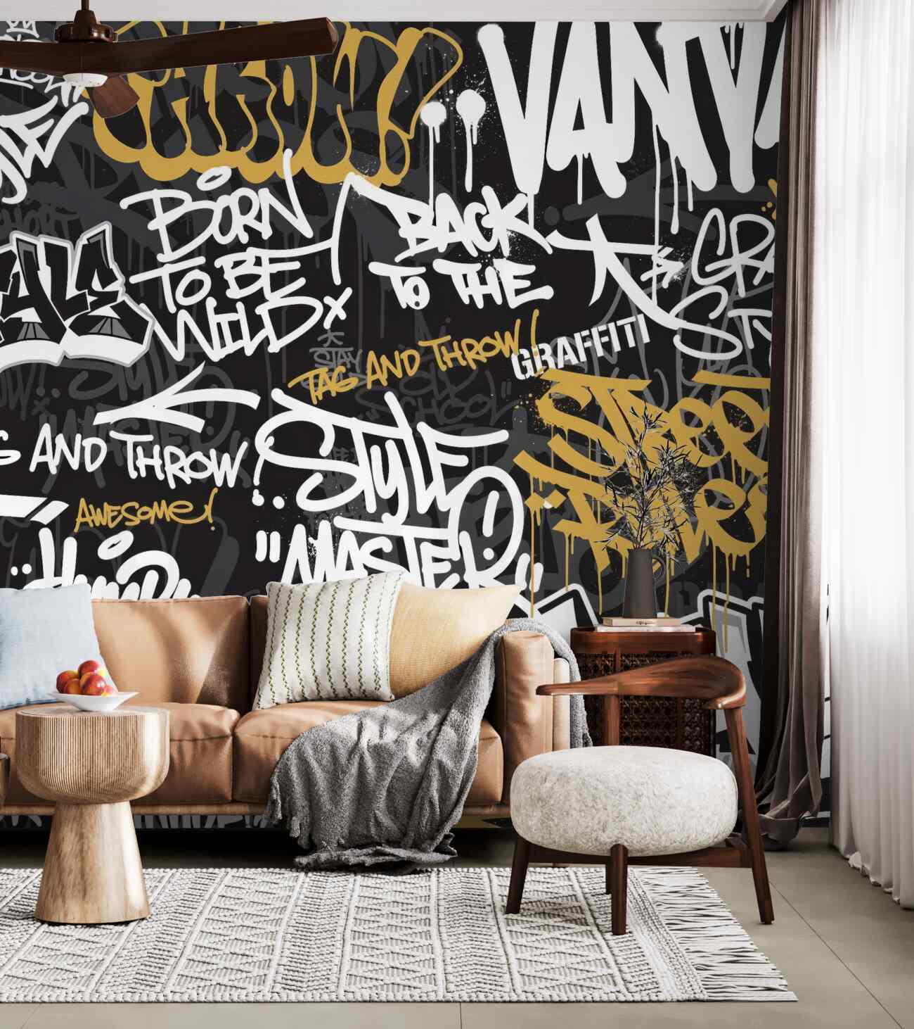 Fototapeta Różne graffiti na czarnym tle