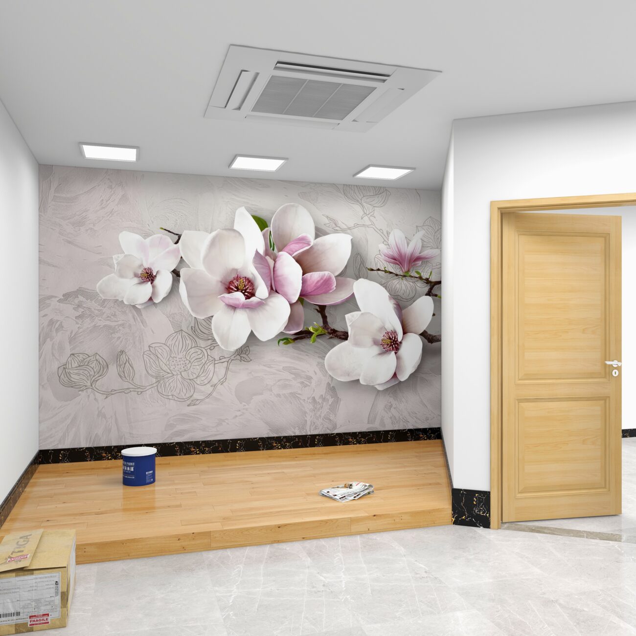 Fototapeta Białe kwiaty magnolia