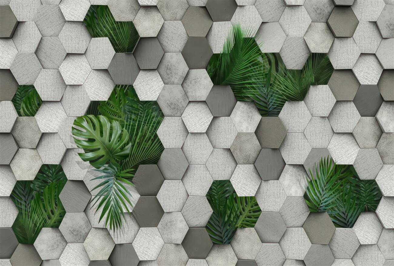 Fototapeta Geometryczne kształty i zioła objętościowe