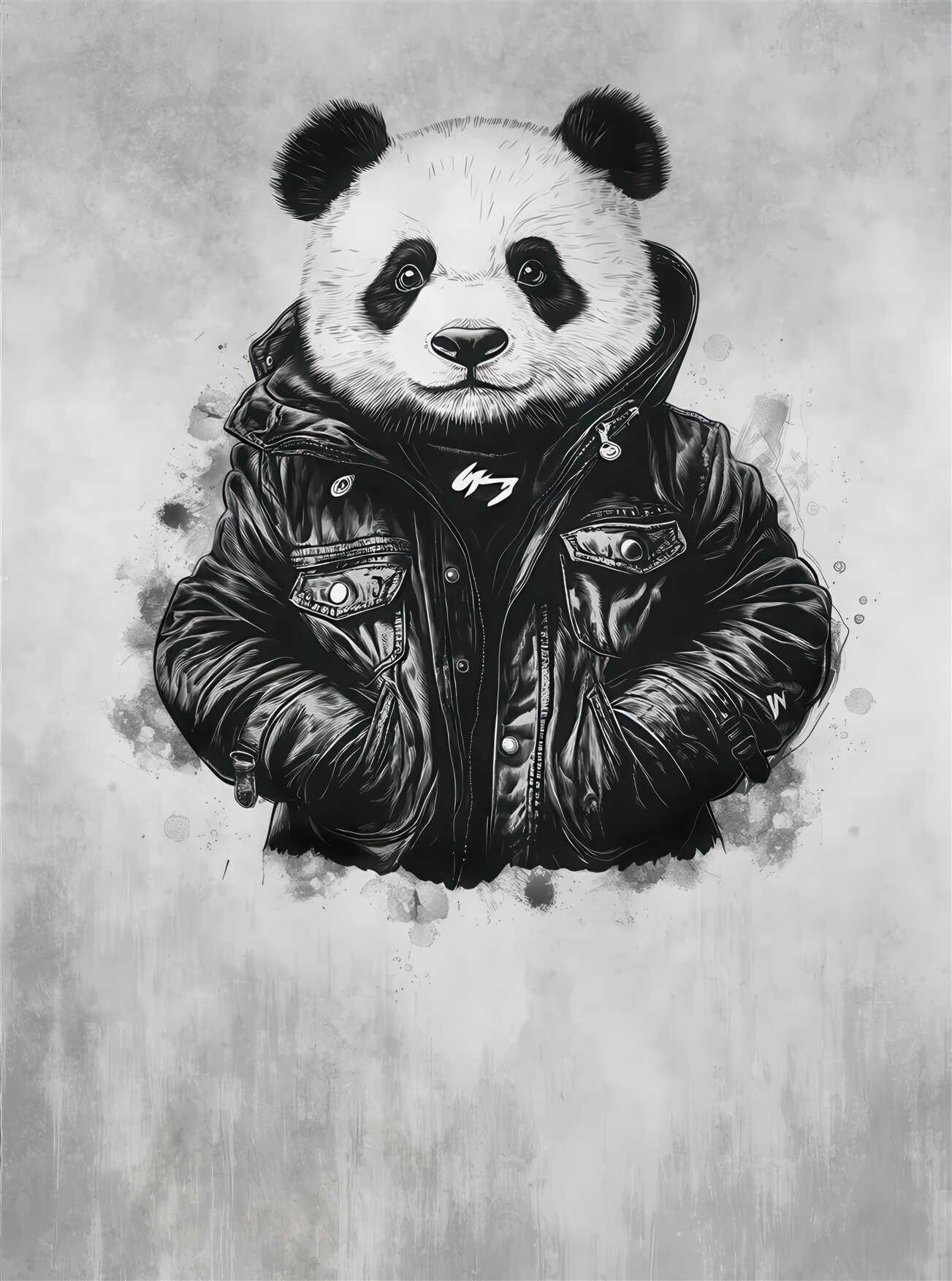 Fototapeta Panda w stylowej stylowej kurtce