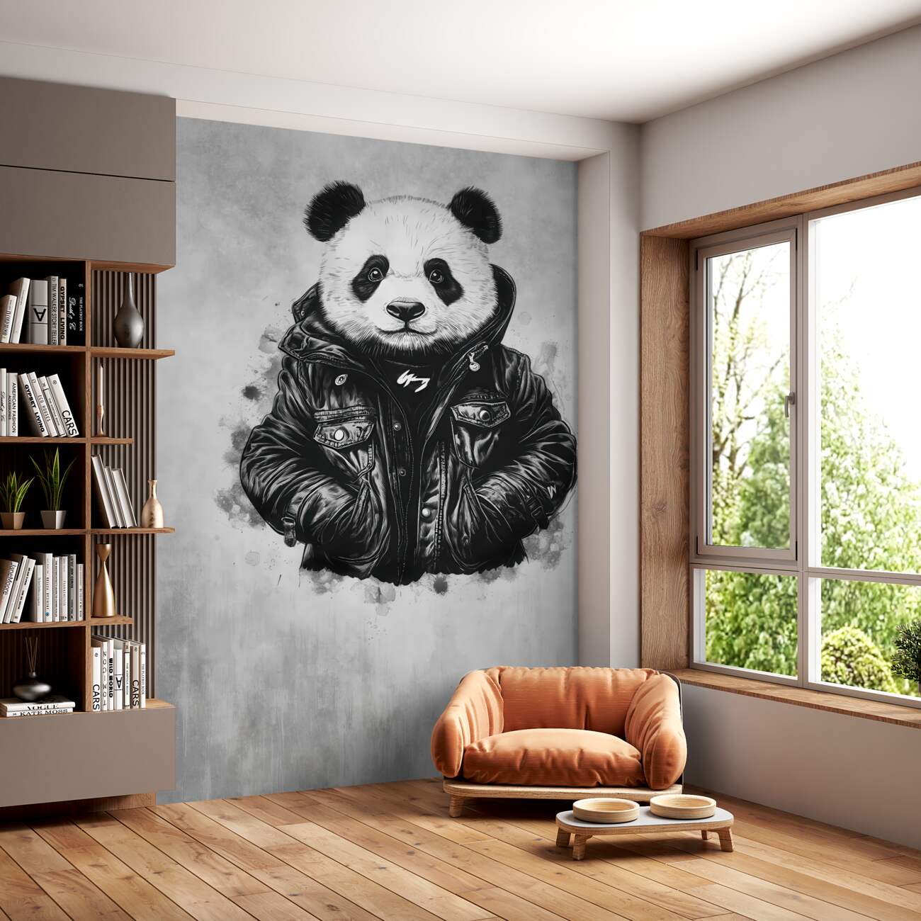 Fototapeta Panda w stylowej stylowej kurtce