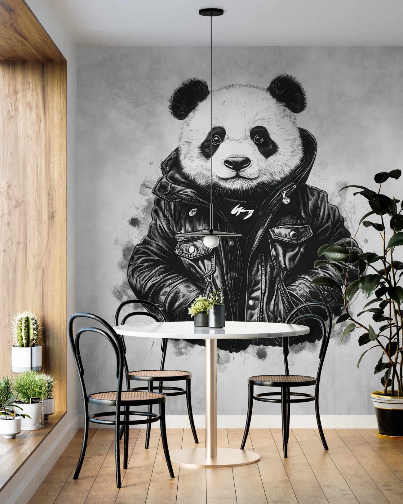 Fototapeta Panda w stylowej stylowej kurtce