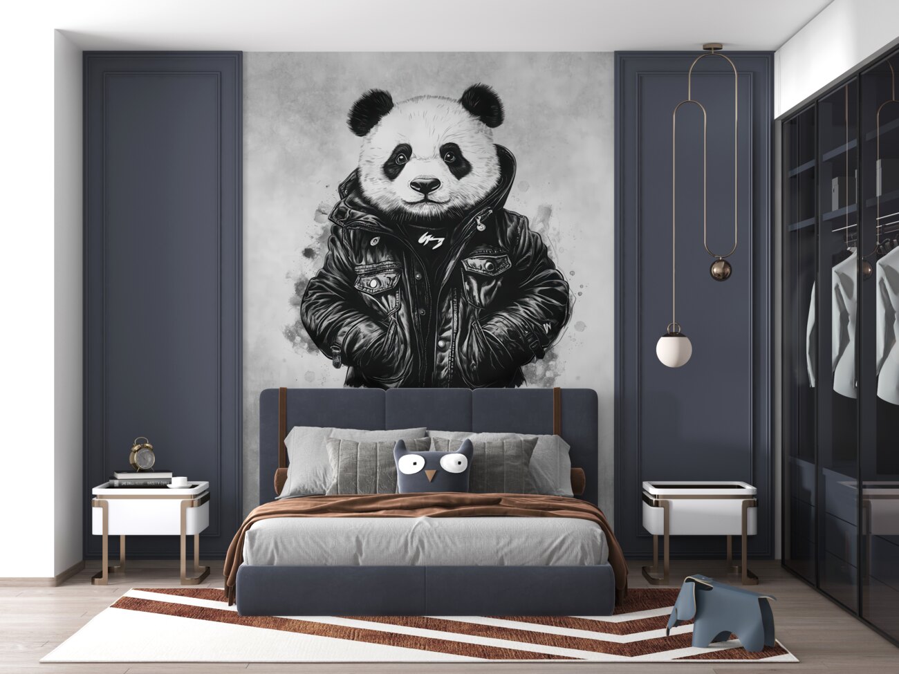 Fototapeta Panda w stylowej stylowej kurtce