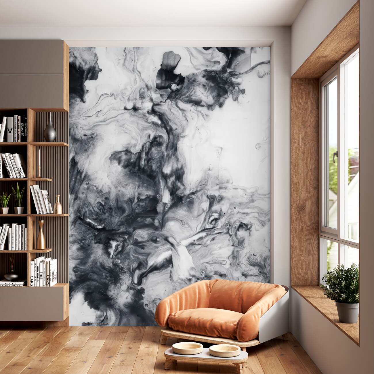 Fototapeta Ciemne dymne plamy na marmurze