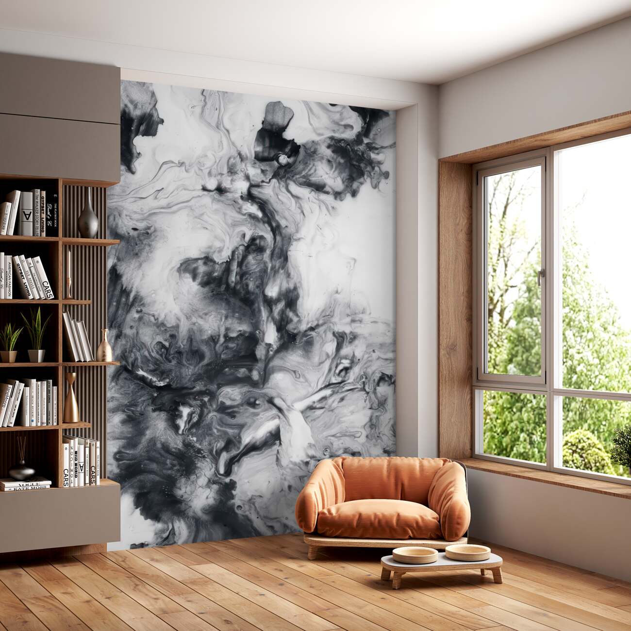Fototapeta Ciemne dymne plamy na marmurze