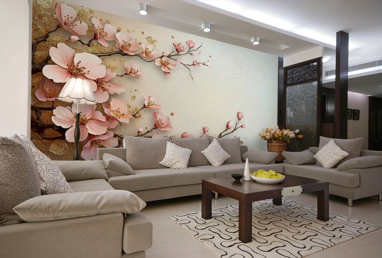 Fototapeta Młode gałęzie różowej magnolii