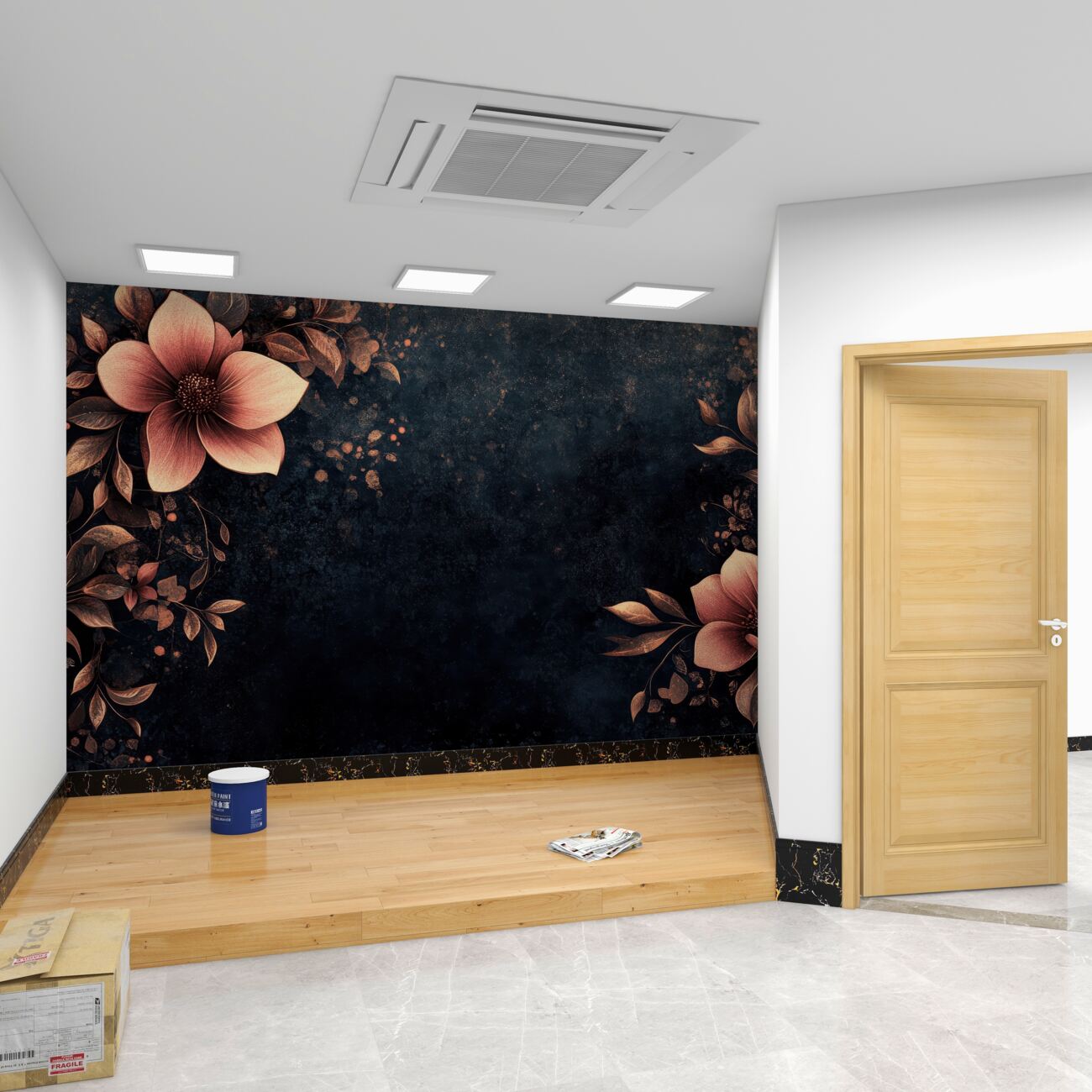 Fototapeta Czerwony ornament z liśćmi