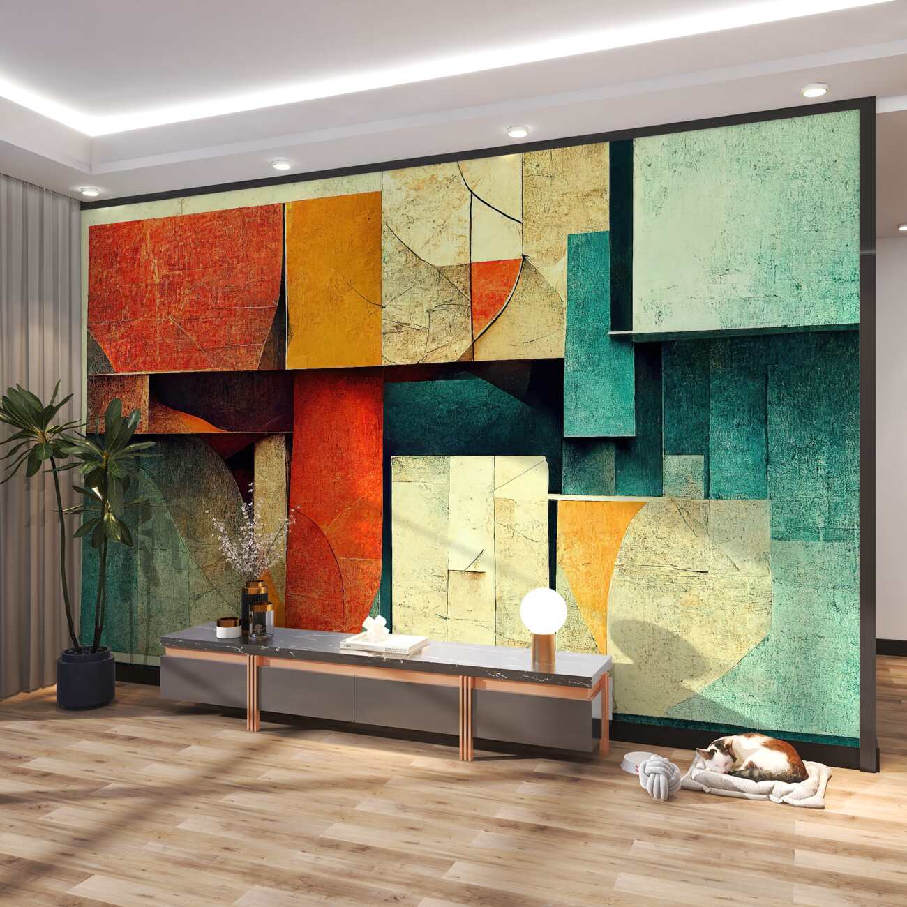 Fototapeta Objętość geometryczne kolorowe figurki