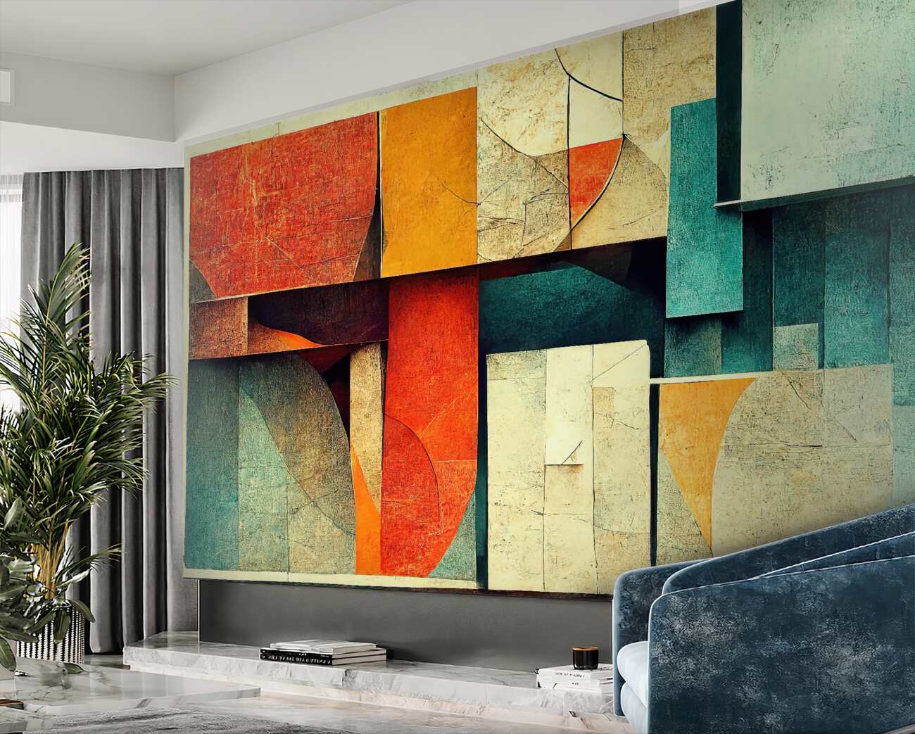 Fototapeta Objętość geometryczne kolorowe figurki