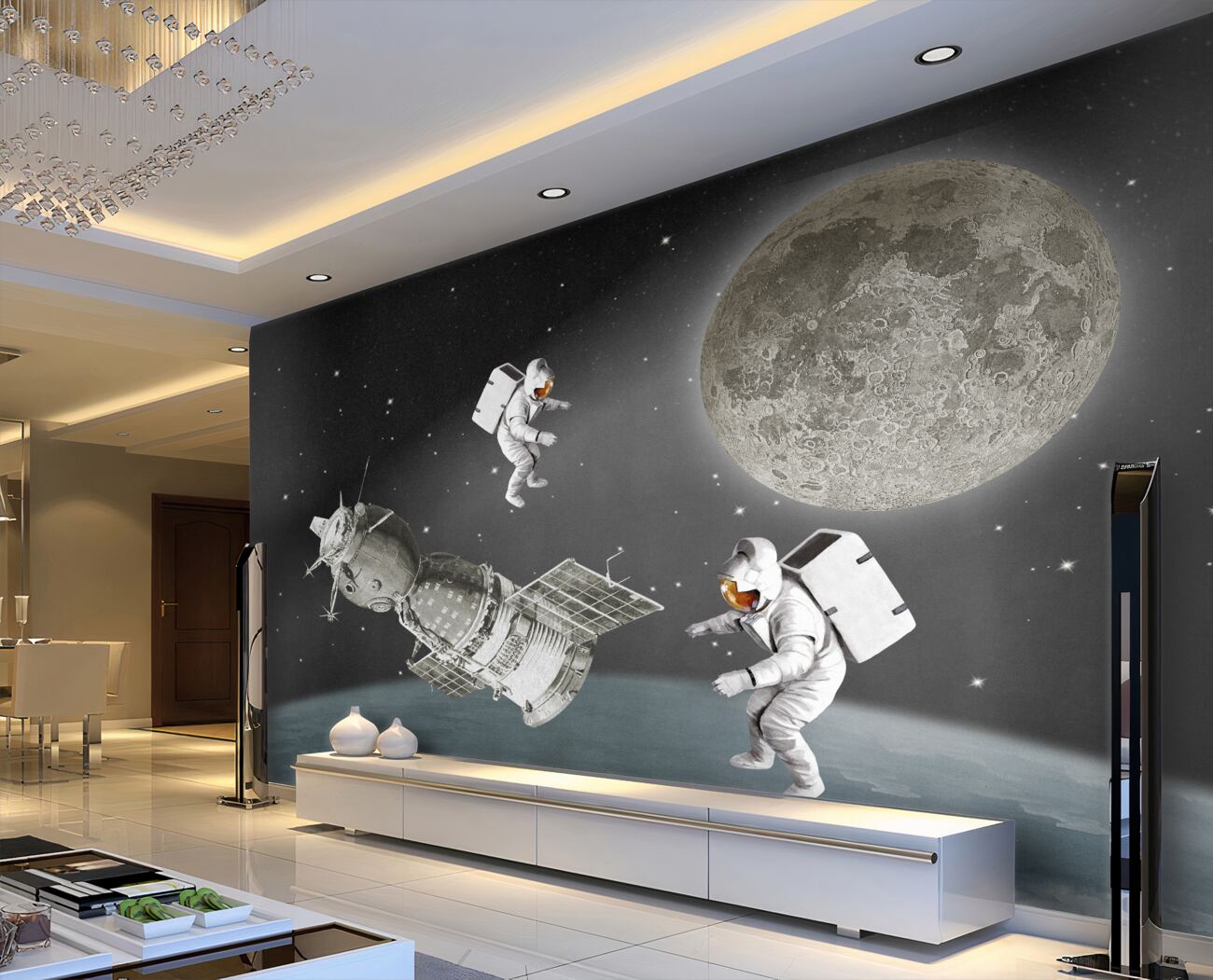 Fototapeta Astronauci w przestrzeni satelitarnej