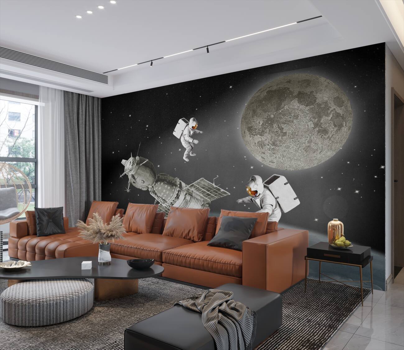 Fototapeta Astronauci w przestrzeni satelitarnej