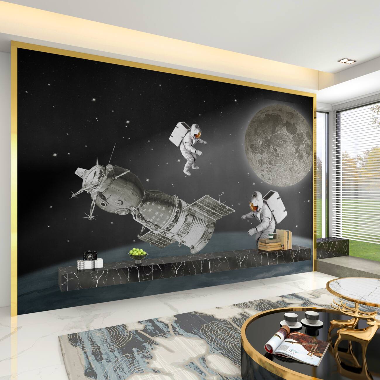 Fototapeta Astronauci w przestrzeni satelitarnej