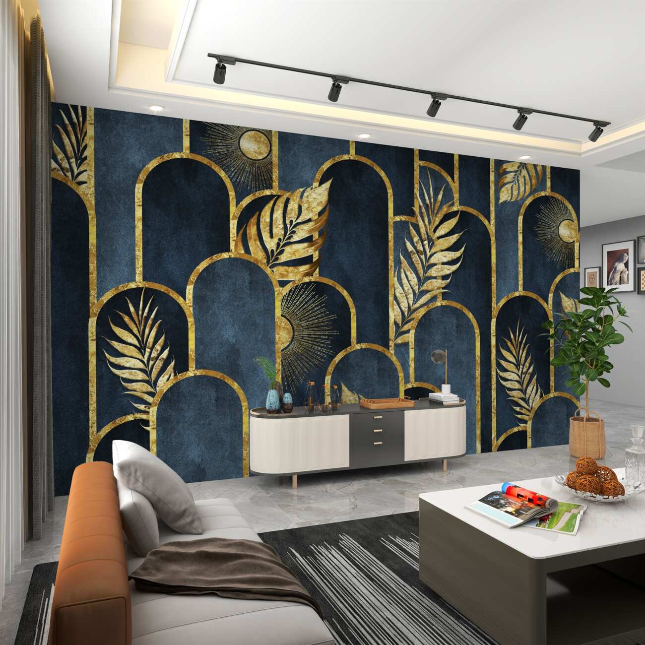 Fototapeta Golden Fern pozostawia streszczenie