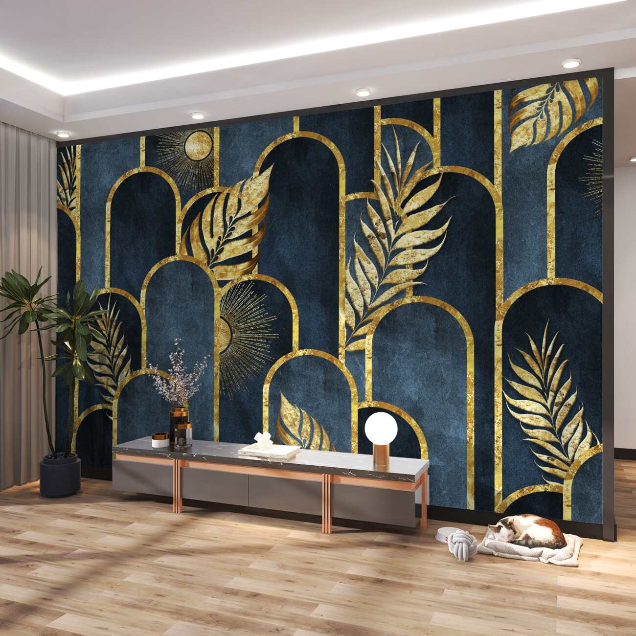 Fototapeta Golden Fern pozostawia streszczenie