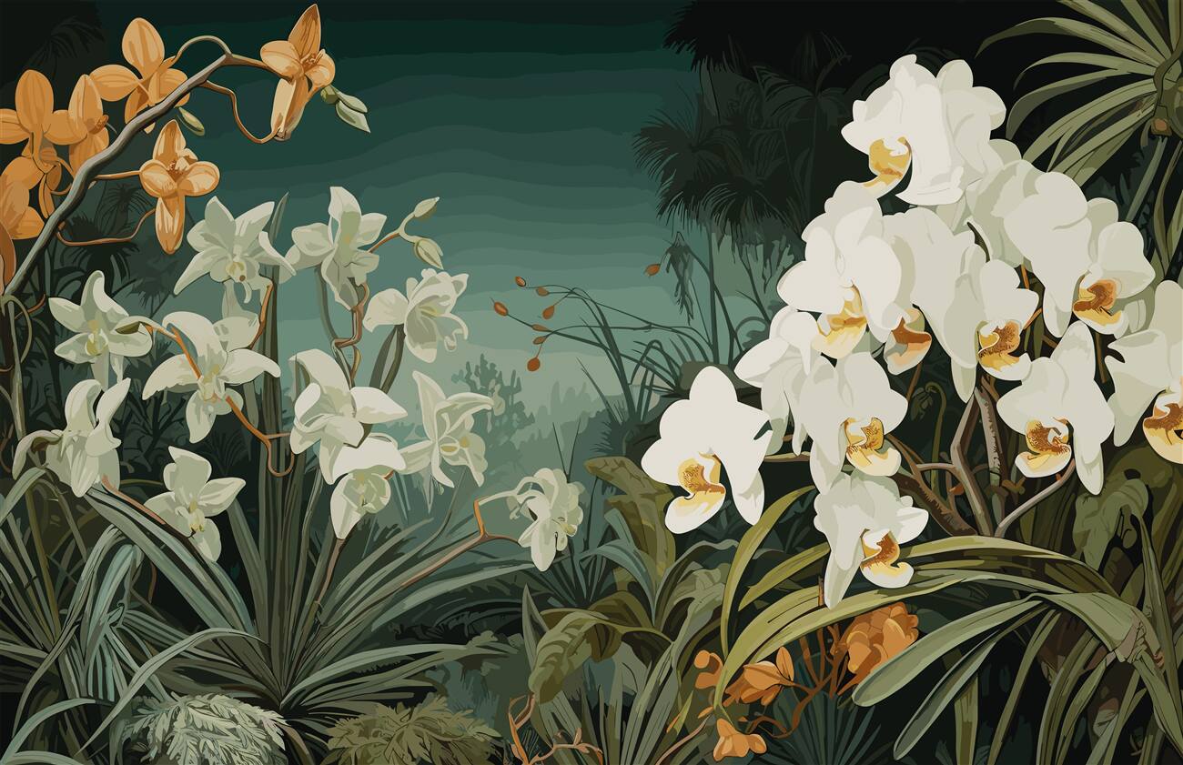 Fototapeta Blooming Orchids ilustracja