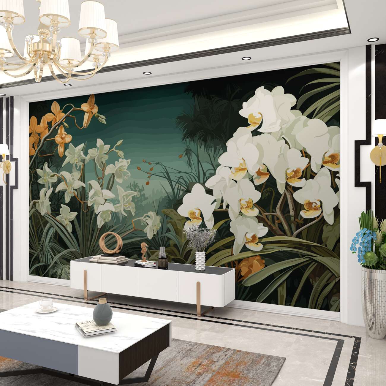 Fototapeta Blooming Orchids ilustracja
