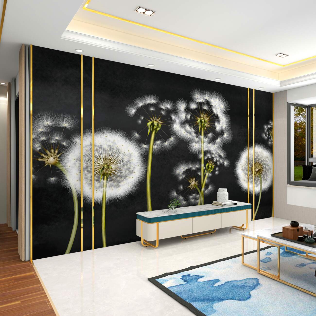 Fototapeta Dandelion biały smukły w nocy