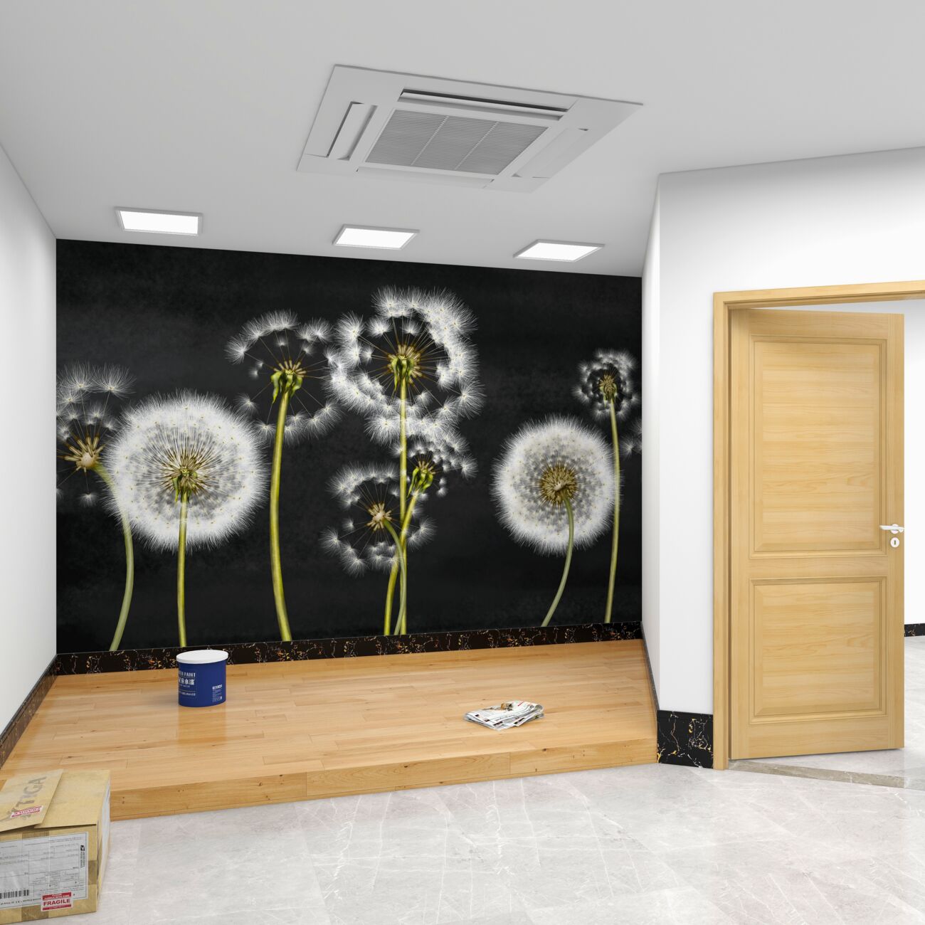 Fototapeta Dandelion biały smukły w nocy