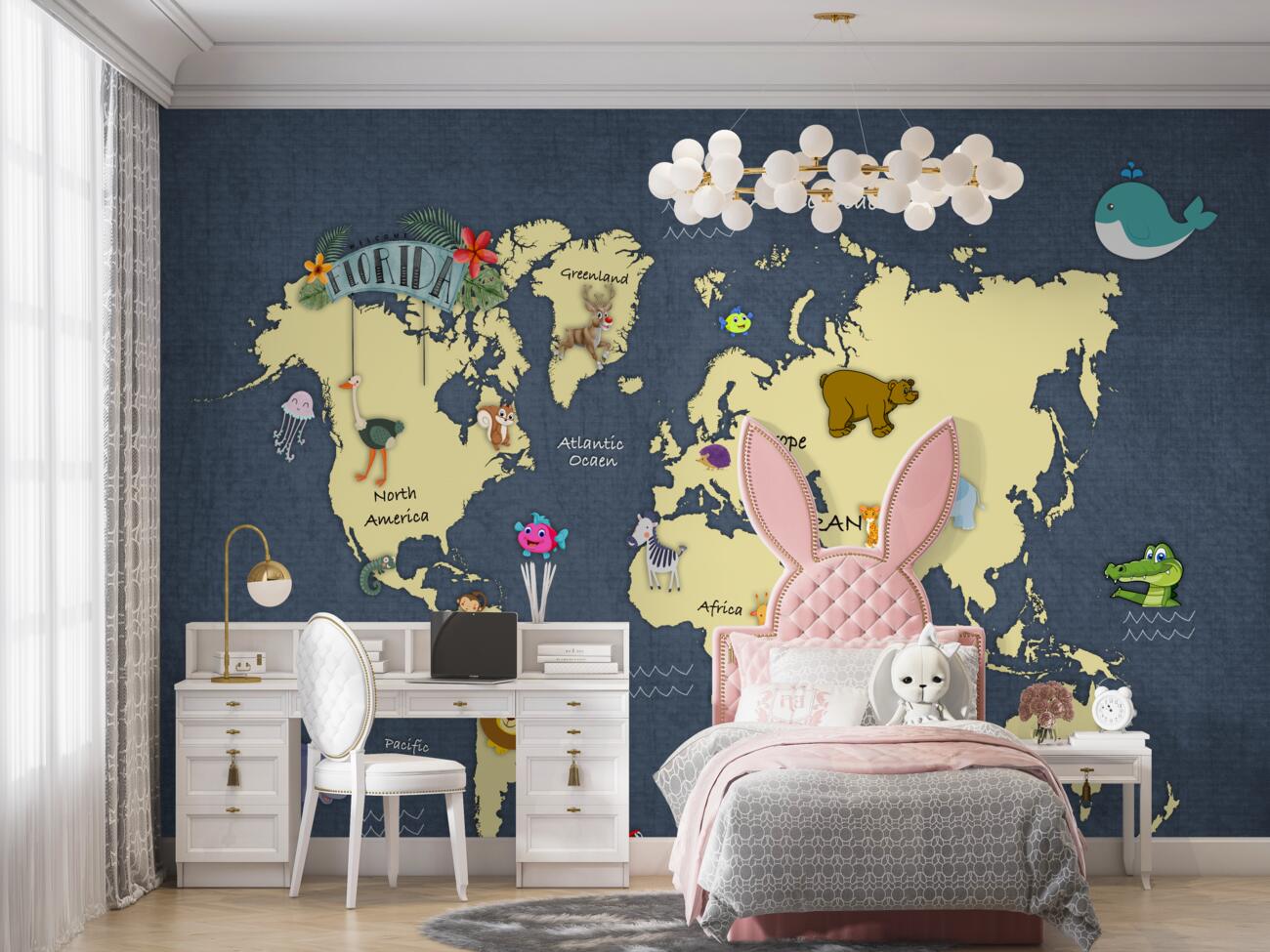 Fototapeta Mapa świata z zastosowanymi zwierzętami