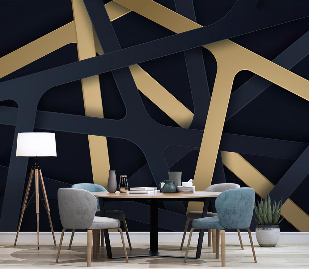Fototapeta dynamiczne linie geometryczne niebiesko-złota