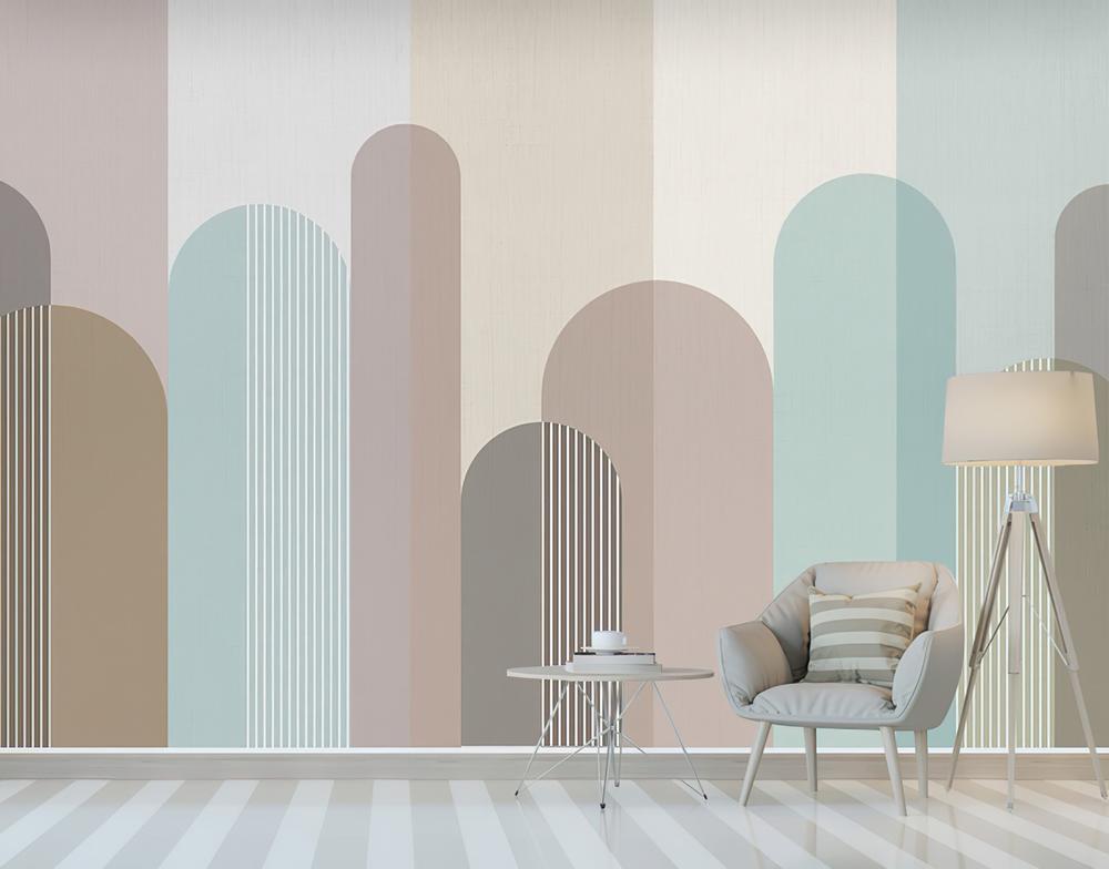 Fototapeta geometryczne pastelowe motywy organiczne