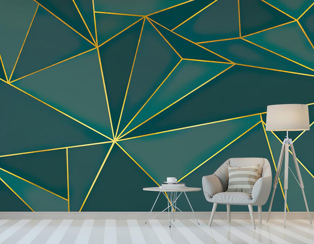 Fototapeta geometryczny zielony złotym