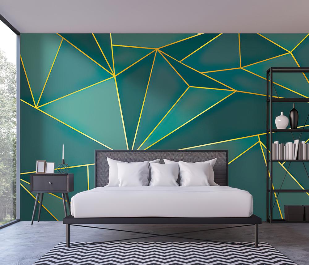 Fototapeta geometryczny zielony złotym