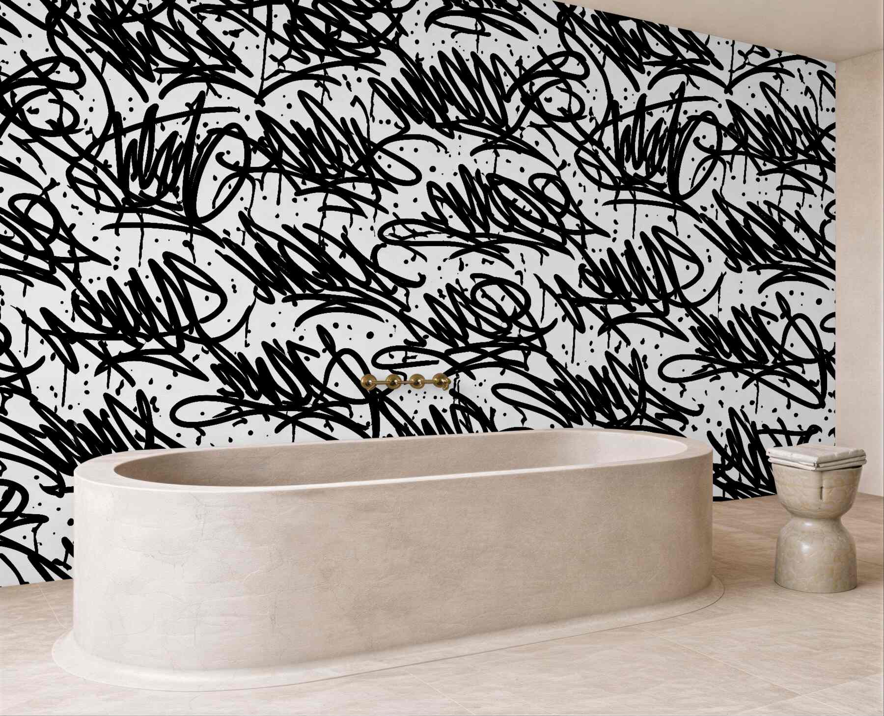Fototapeta czarno-białe graffiti uliczne