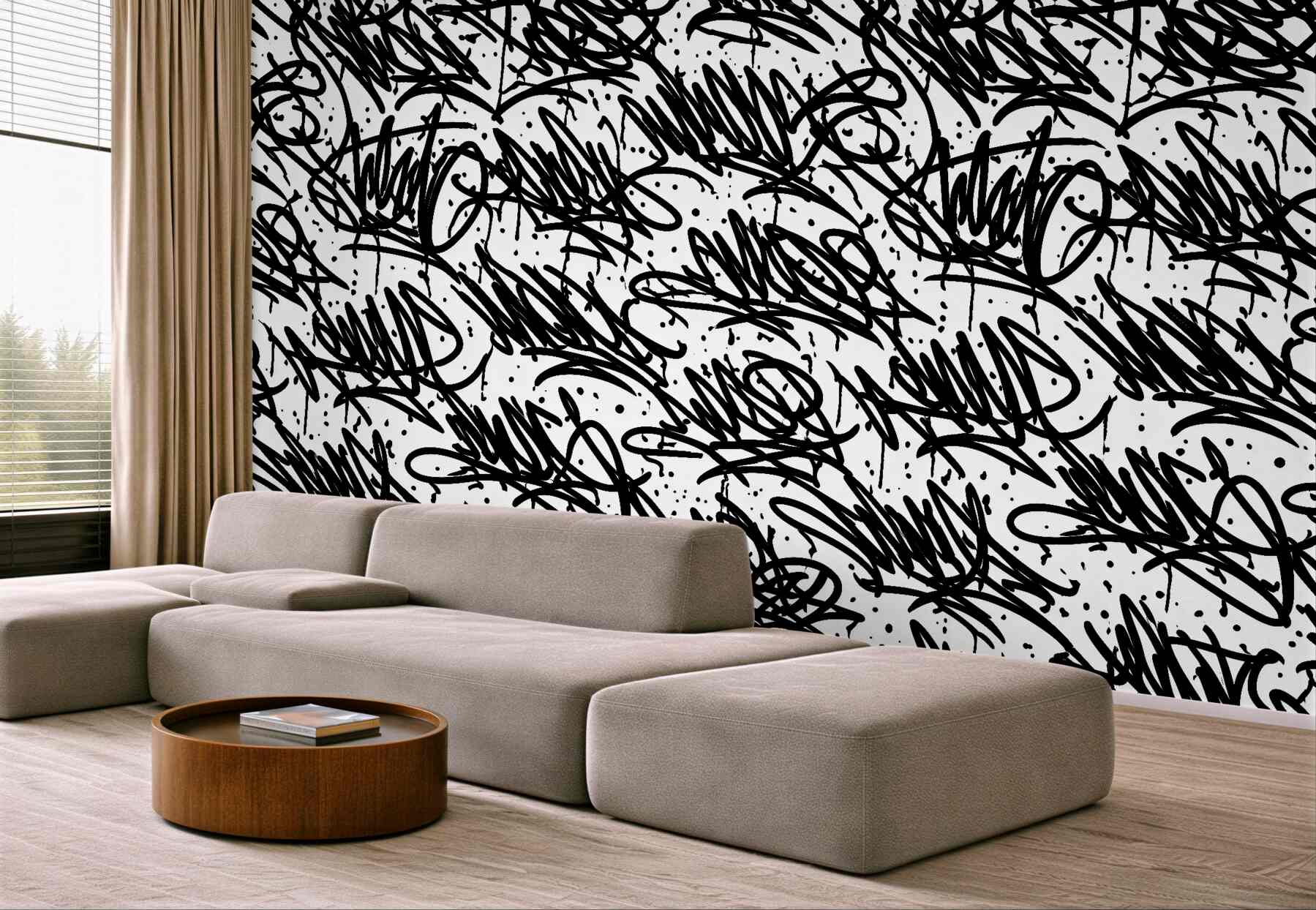 Fototapeta czarno-białe graffiti uliczne
