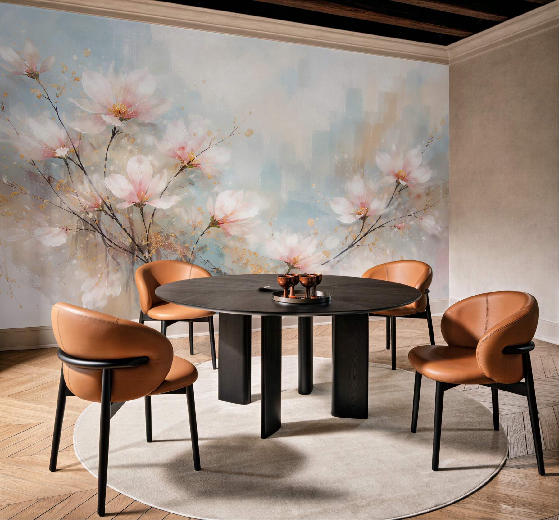 Fototapeta akwarelowa magnolia w blasku