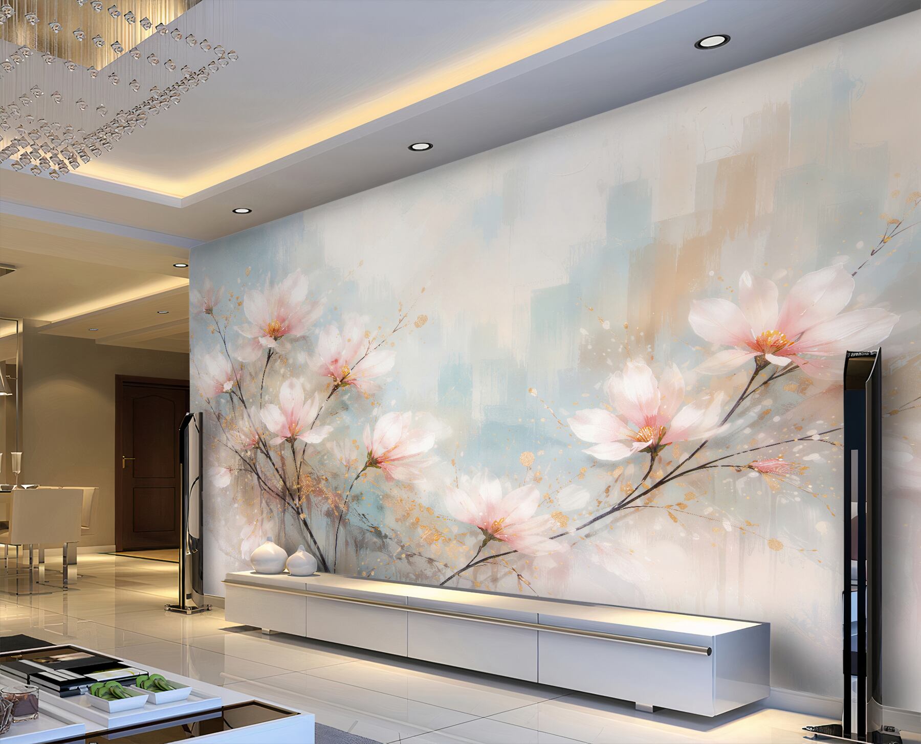 Fototapeta akwarelowa magnolia w blasku