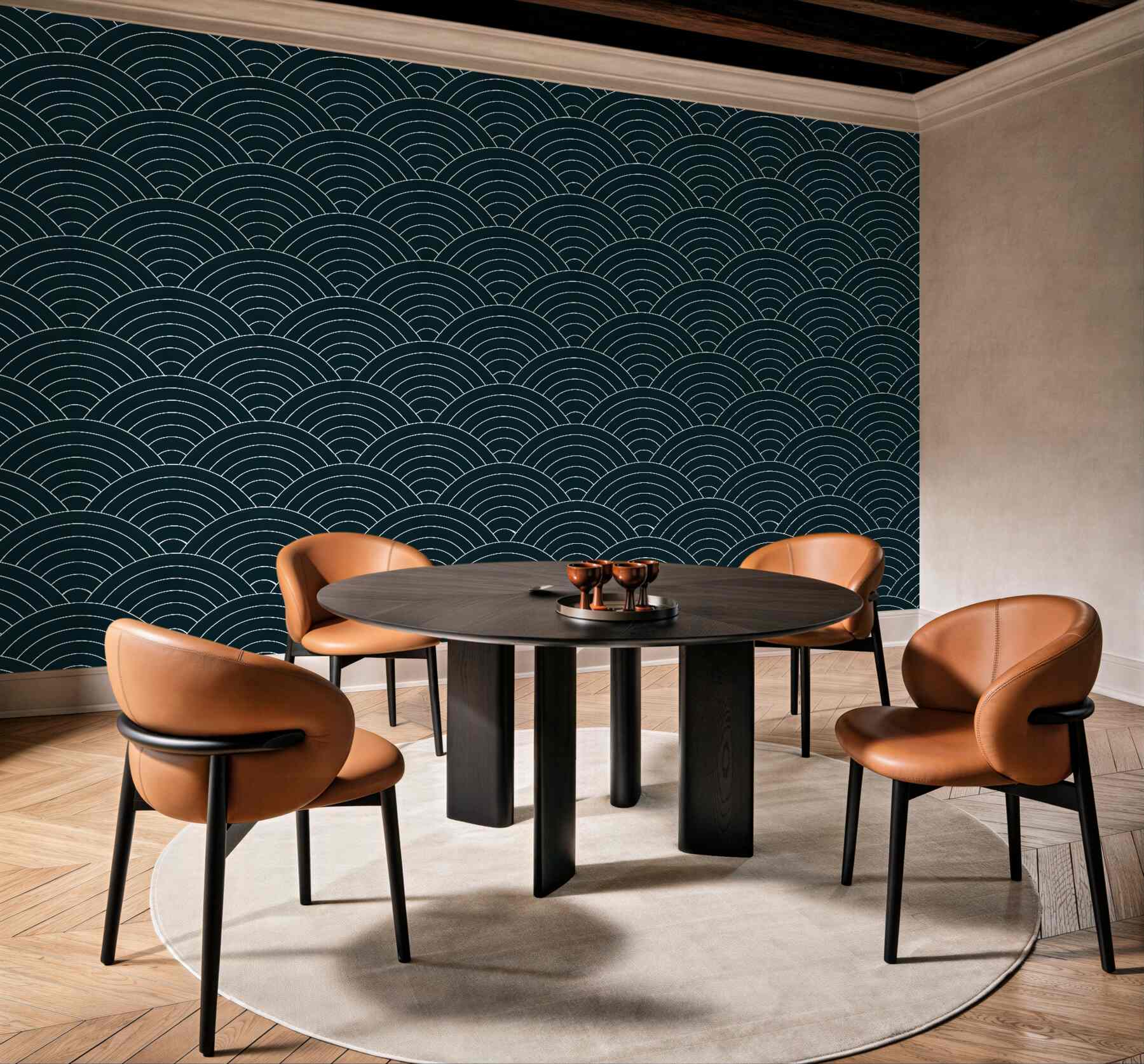 Fototapeta geometryczne Łuki w głębokim granacie