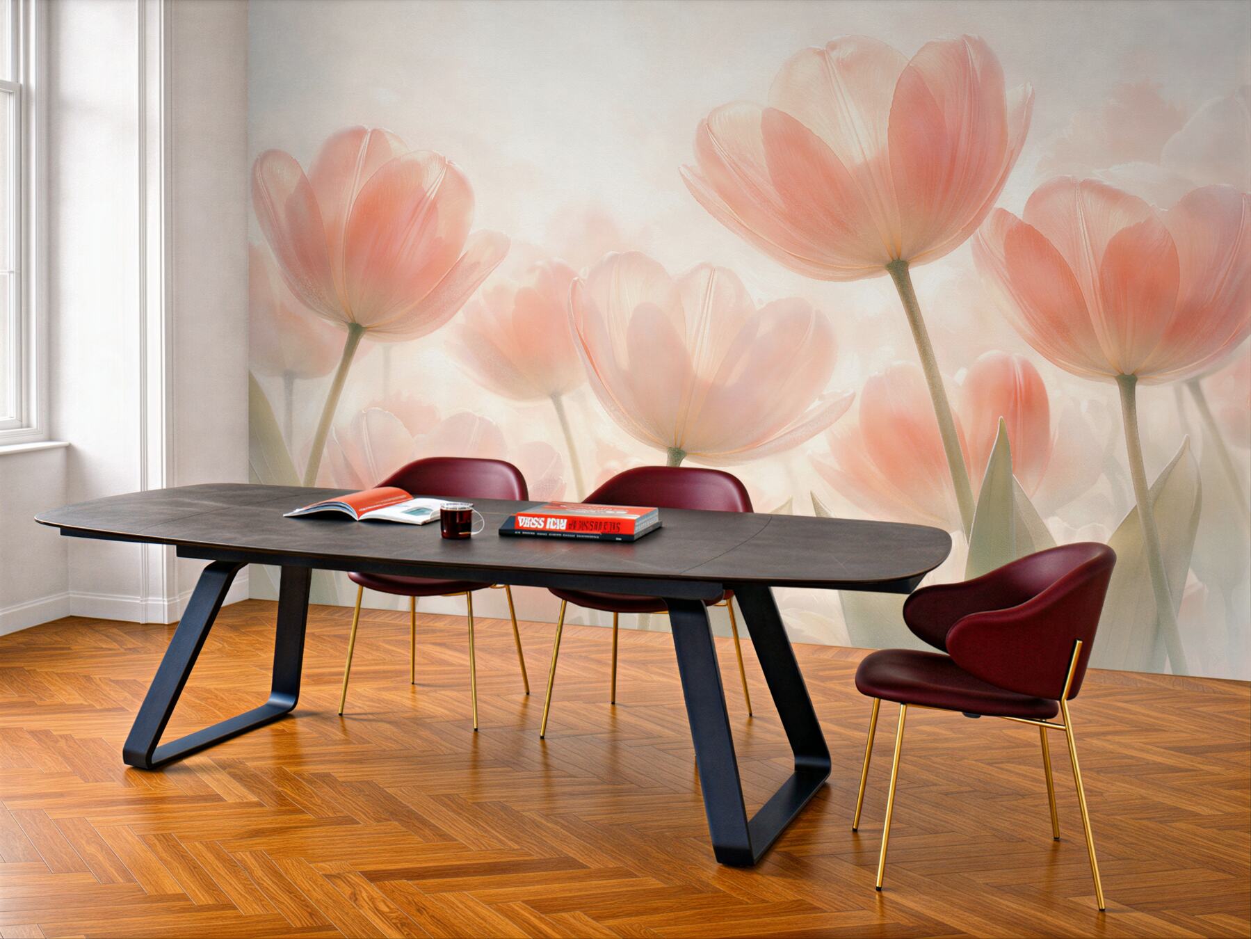 Fototapeta pastelowe tulipany w blasku
