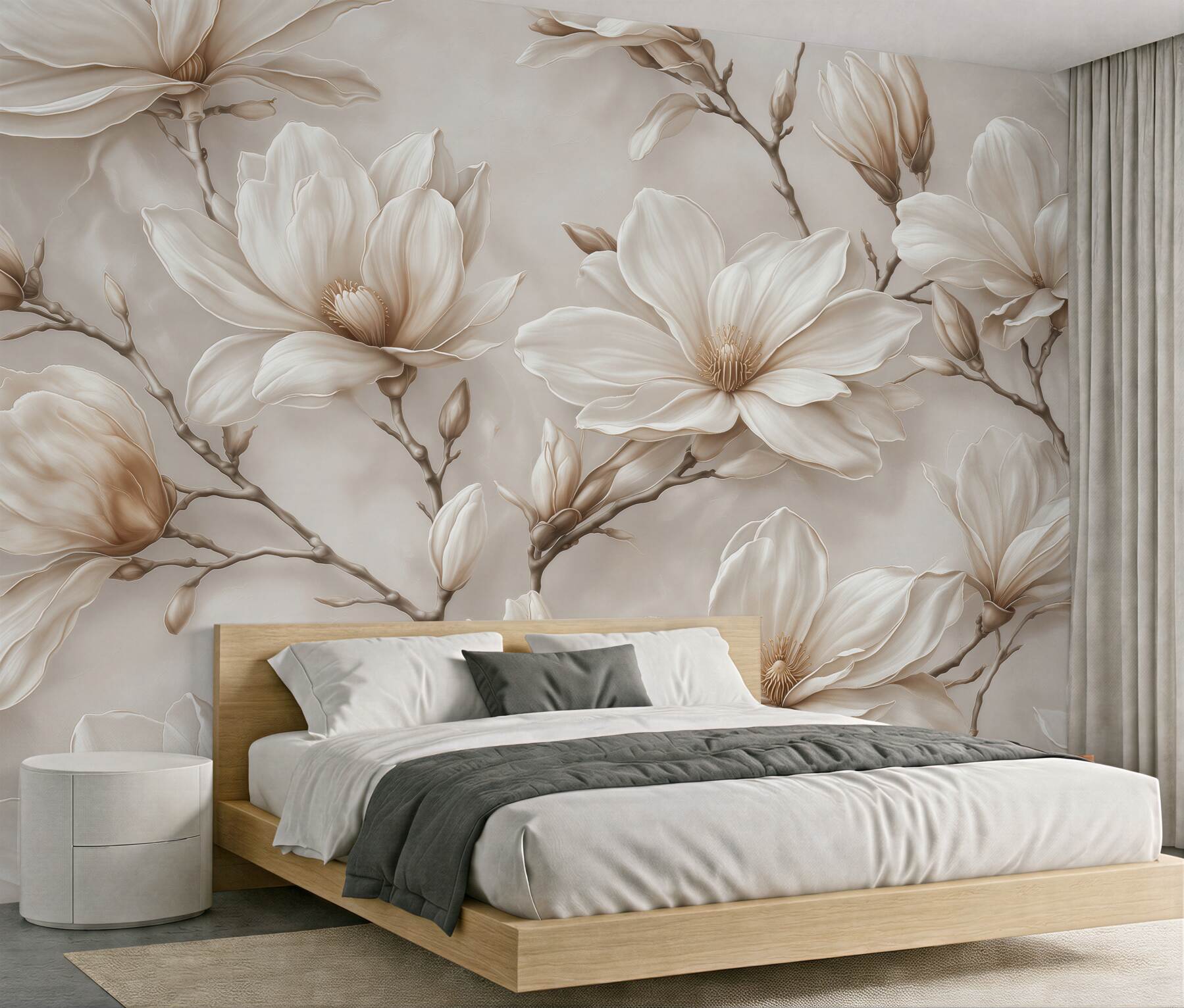 Fototapeta kremowa magnolia w eleganckim stylu
